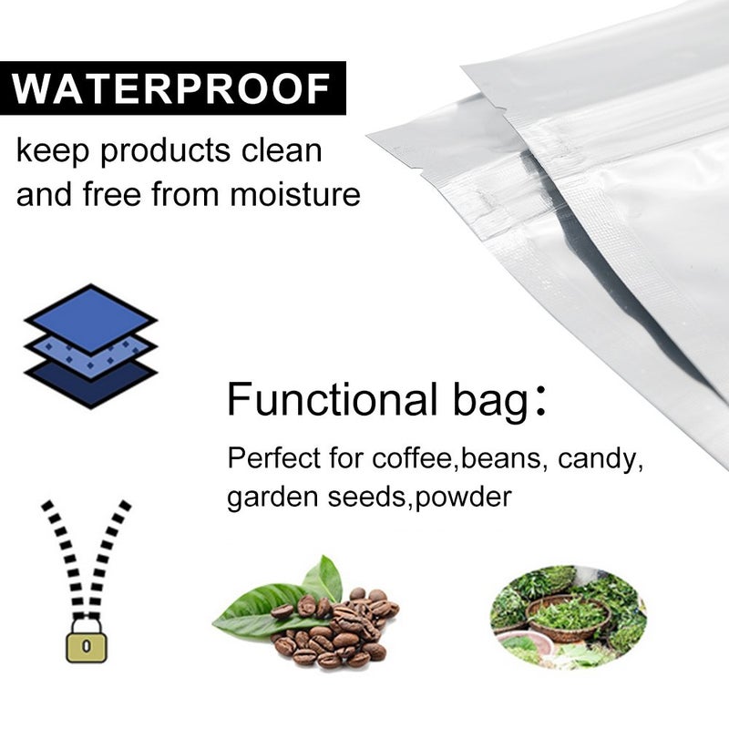 GooGou Resealable Zip Mylar Bag Food Storage Aluminum Foil Bags Smell Proof Pouches 3.9x5.9" 100pcs - Image 5